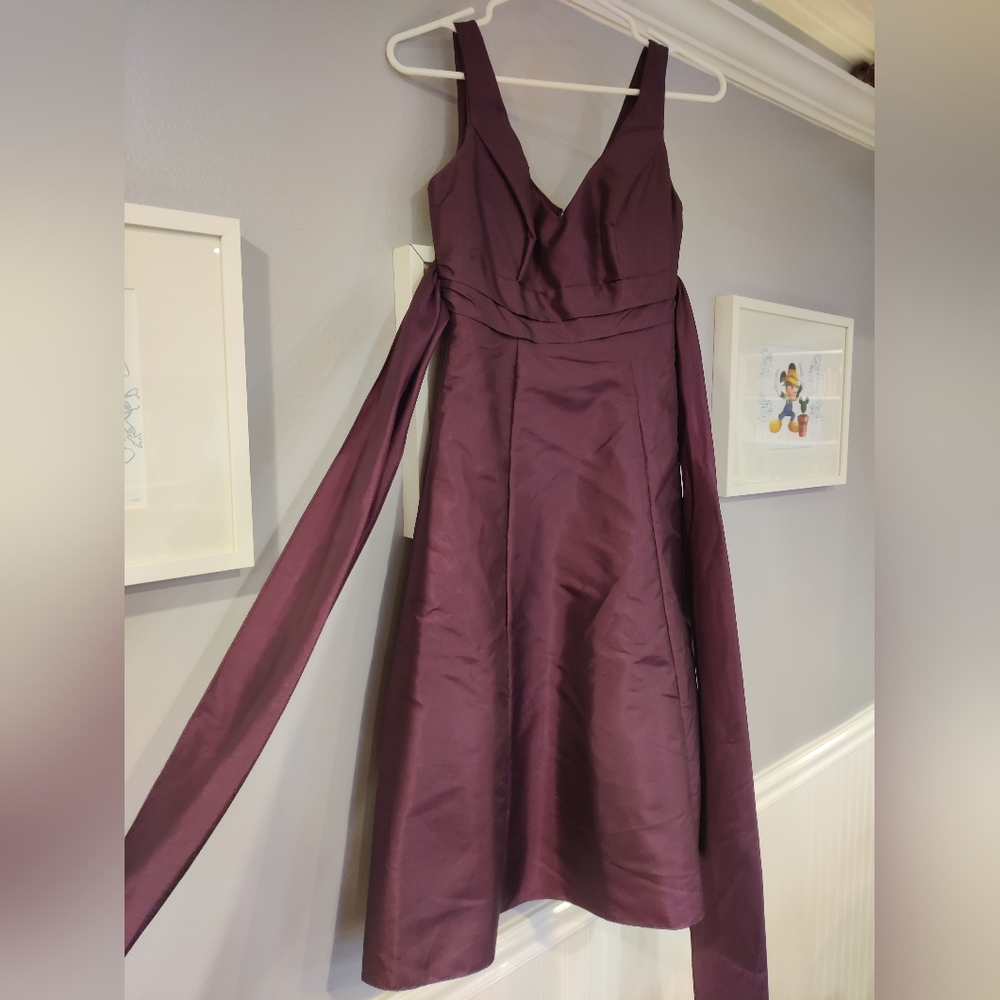 Purple Tes Length Bridesmaid Dress
